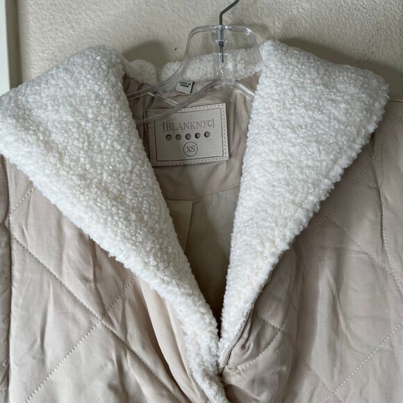 NWOT Blank NYC Women’s Quilted Jacket Sherpa, XS, Beige #444 - Picture 5 of 12